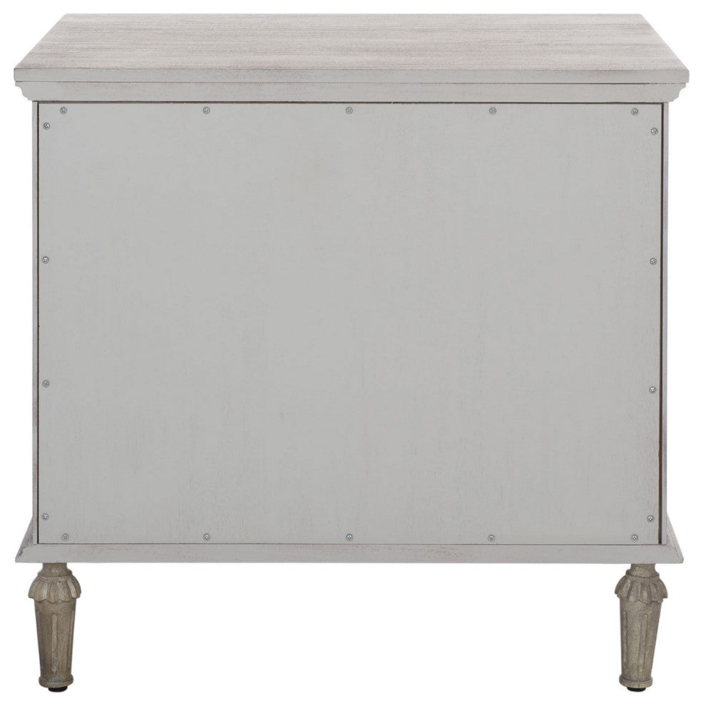 Safavieh Couture Lisabet 3 Drawer Wood Nightstand, Light Grey