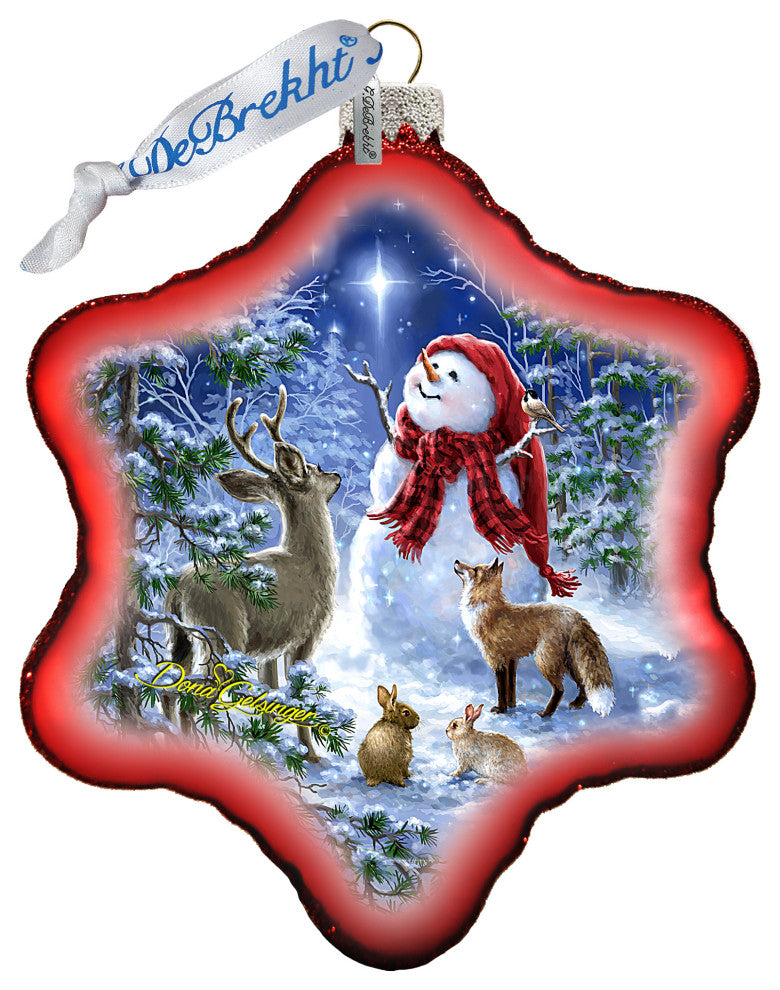 Heaven Snowman Glass Ornament