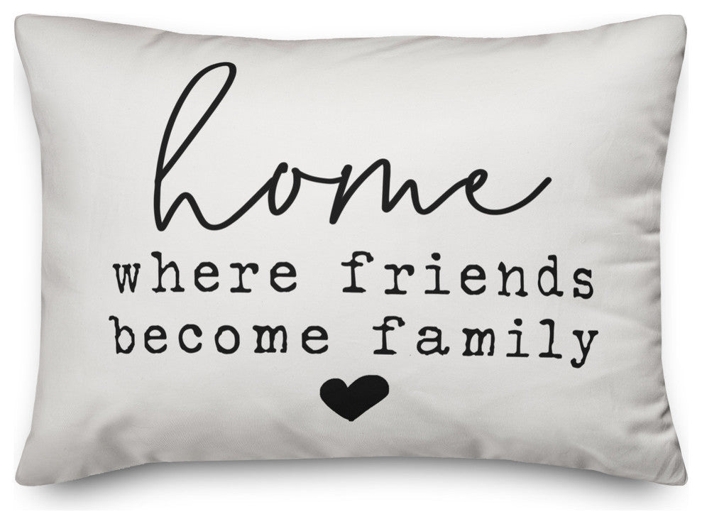 Home Where Friends Become Family Outdoor Lumbar Pillow