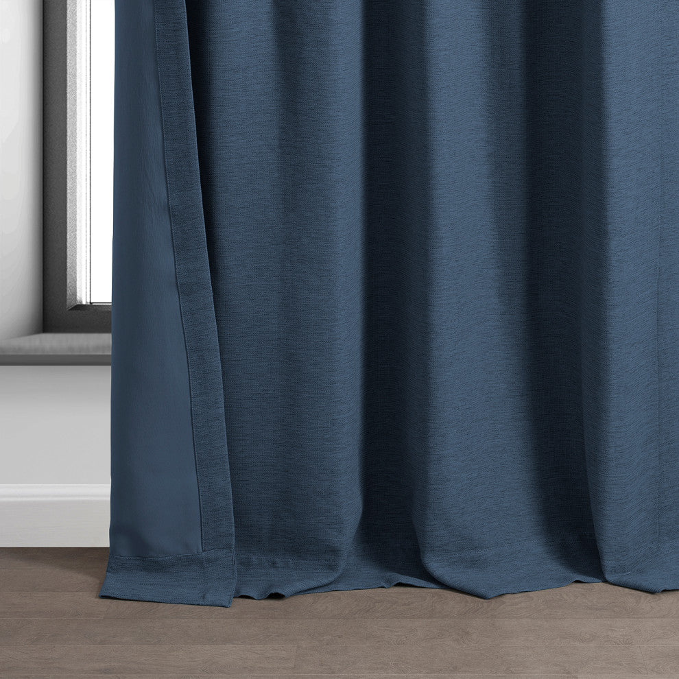 Bellino Blackout Room Darkening Curtain Single Panel, Wild Blue, 50"x96"