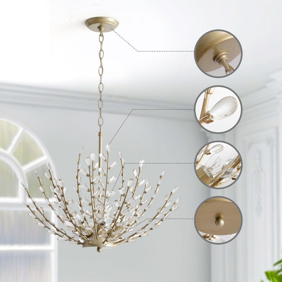 Daisy 6-Light Brushed Champagne Silver Crystal Chandelier
