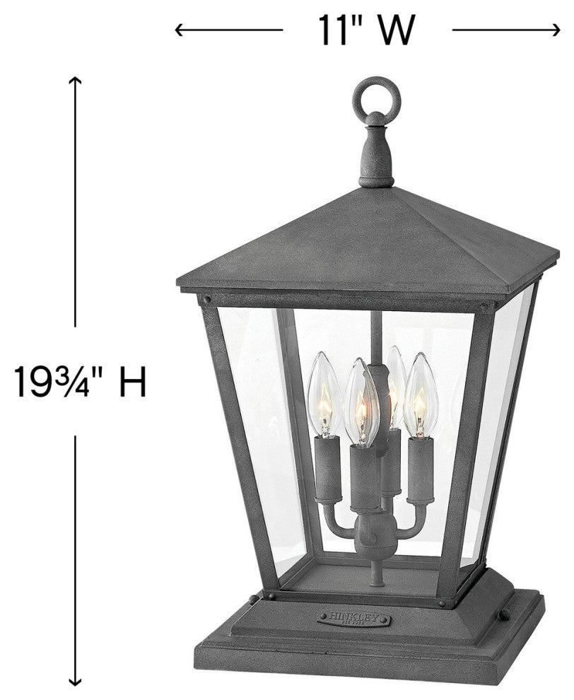 Hinkley Trellis Medium Pier Mount Lantern, Aged Zinc