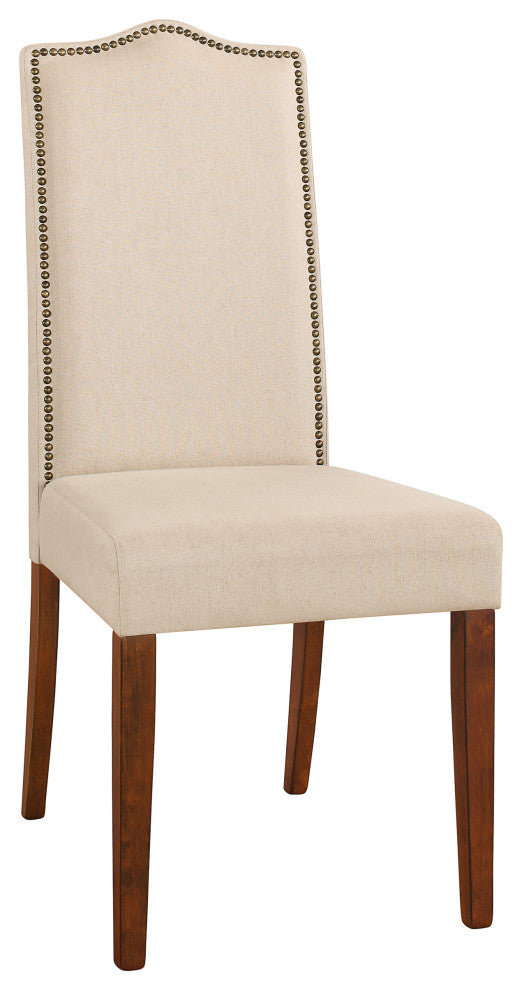 Emily Nailhead Parsons Upholstered Chair, Chestnut/Cream