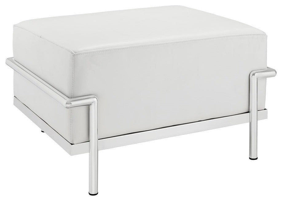 Modway Charles Grande Leather Ottoman, White