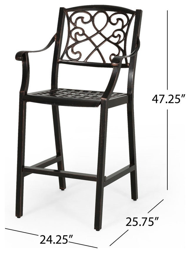Irene Outdoor 28" Aluminum Barstool, Set of 2