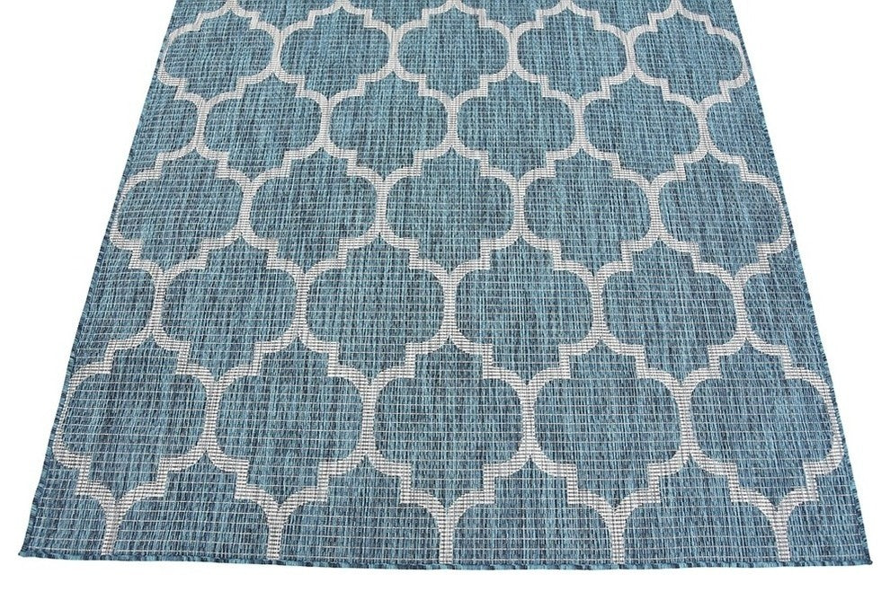 Unique Loom Teal Trellis Outdoor 5' 0 x 8' 0 Area Rug