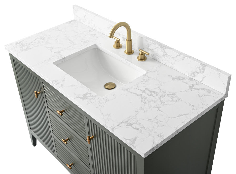 Vanity Art Freestanding Vanity, Vintage Green, 48", Single Sink, Golden Brushed