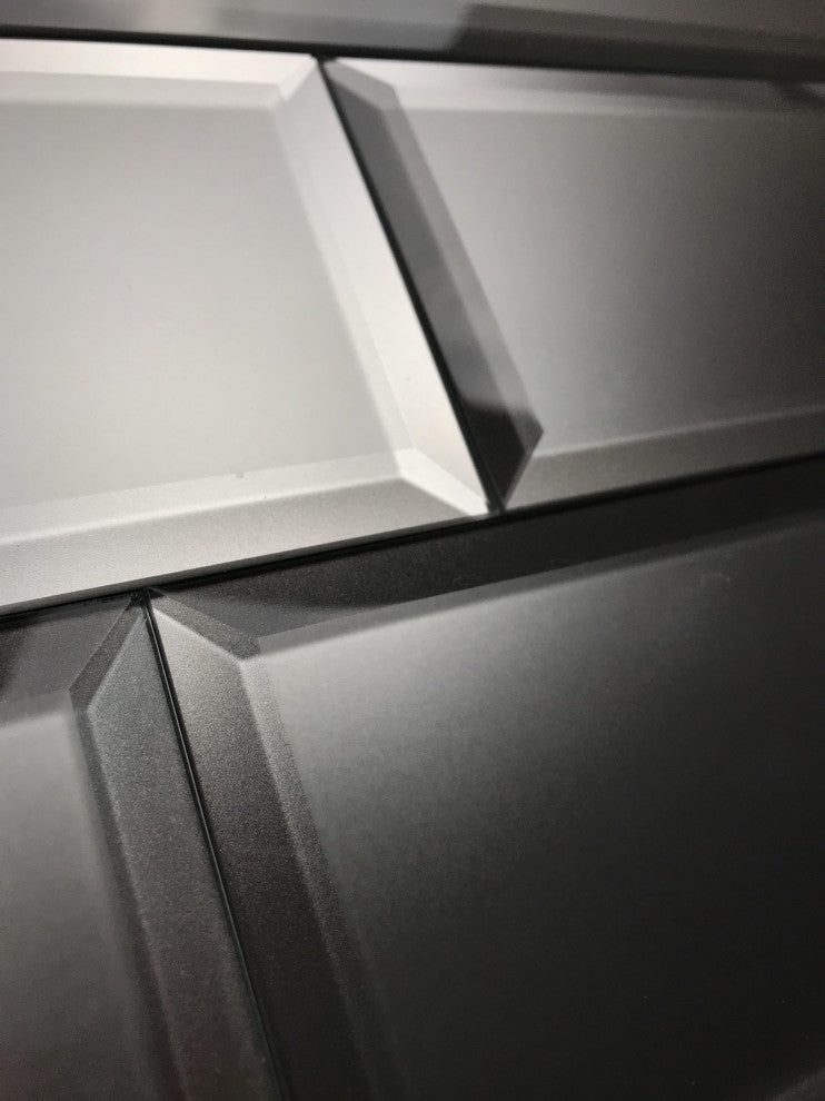 Frosted Elegance 3"x12" Beveled Glass Subway Tile,Matte Gray, Piece
