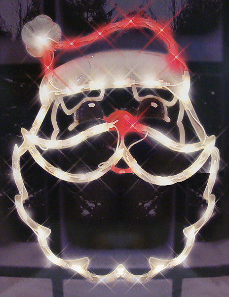 Lighted Santa Claus Face Christmas Window Silhouette Decoration, 18"