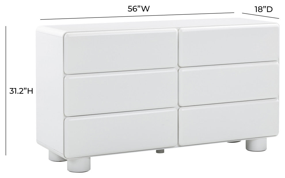 Tammy 6-Drawer Dresser, White