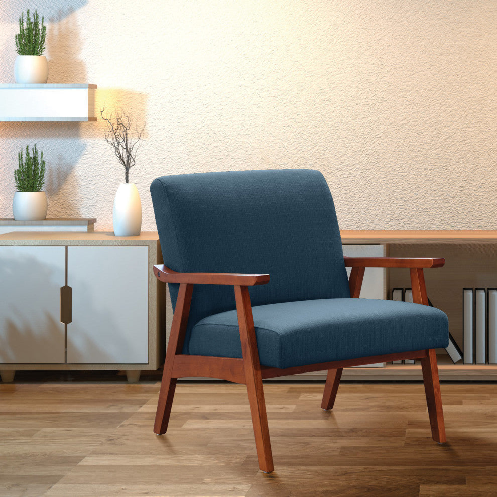 Davis Chair, Fabric With Medium Espresso Frame, Blue