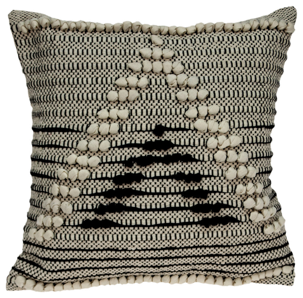 Parkland Collection Janice Bohemian Beige Pillow Cover With Poly Insert, 18"