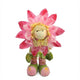 Green Floral Standing Sunflower Girl Decorative Figure, Pink, 17"x7"x29"