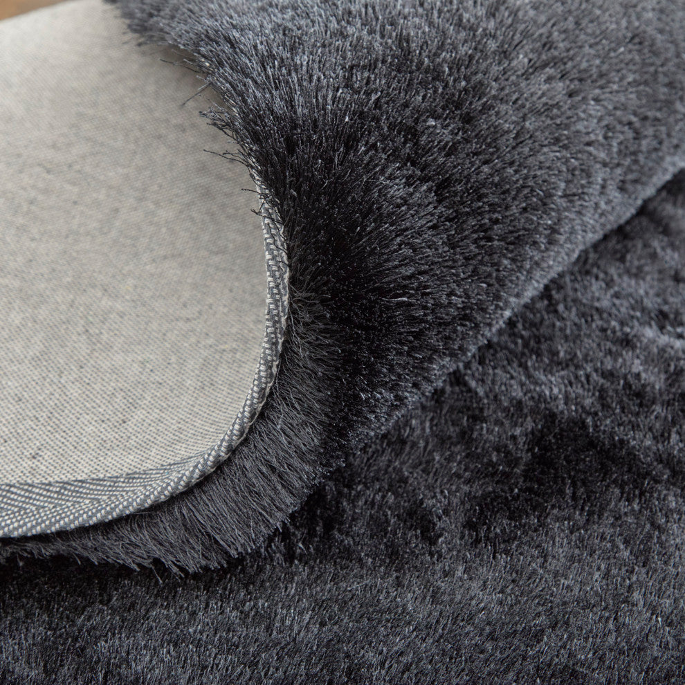 Weave & Wander Armada Plush Shag Rug, Black, 2'x3'4"
