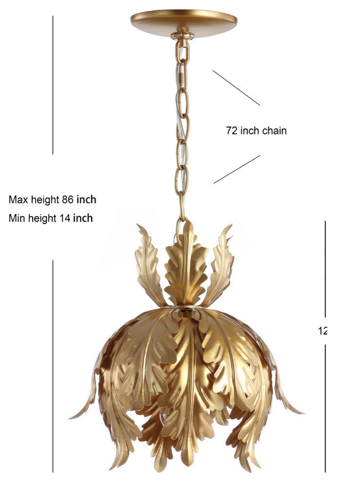 Anne 12" Adjustable Metal Led Pendant, Gold