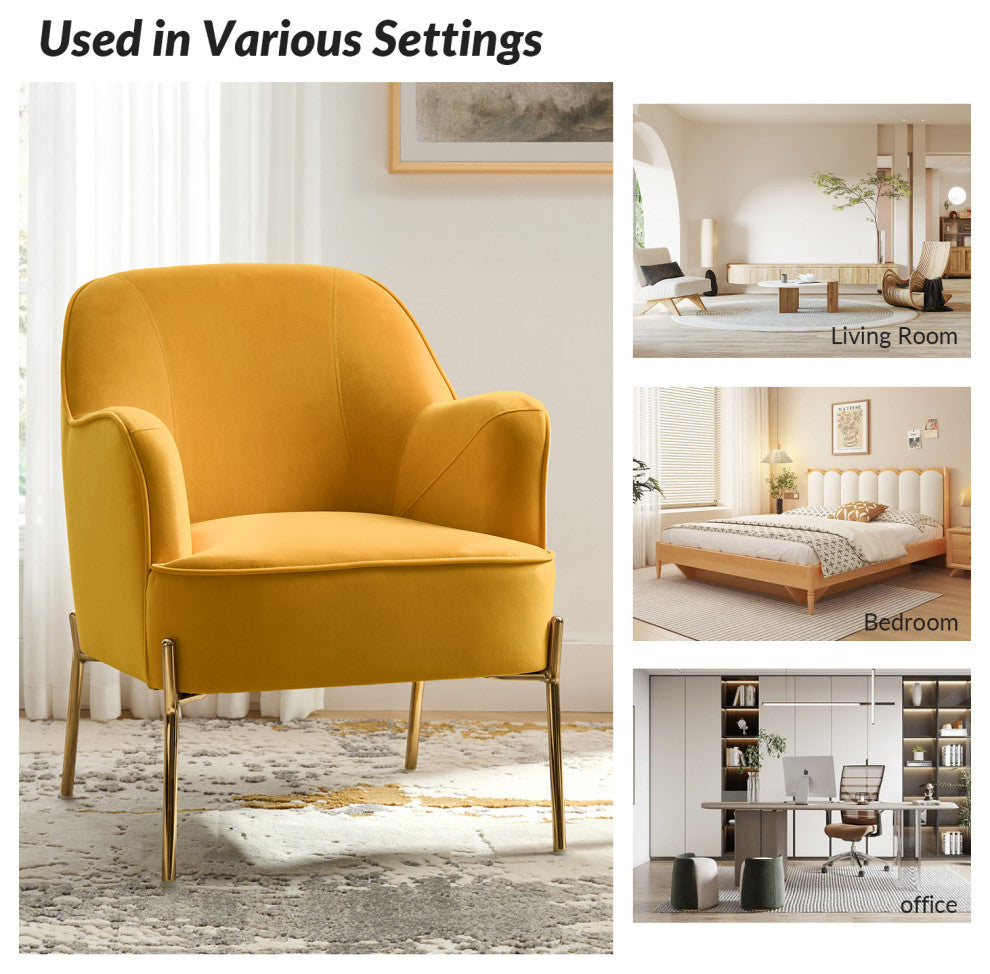 Nora Fabric Accent Chair, Mustard