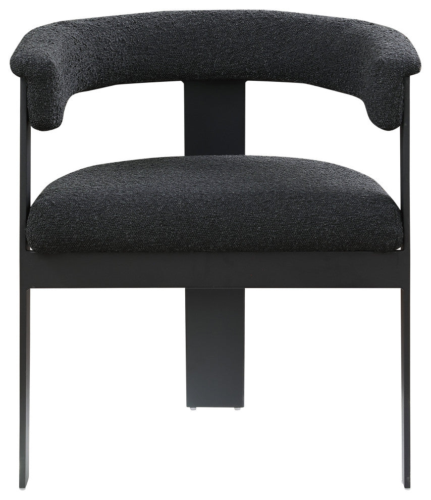Romeo Upholstered Dining Chair, Set of 2, Black, Boucle Fabric, Matte Black