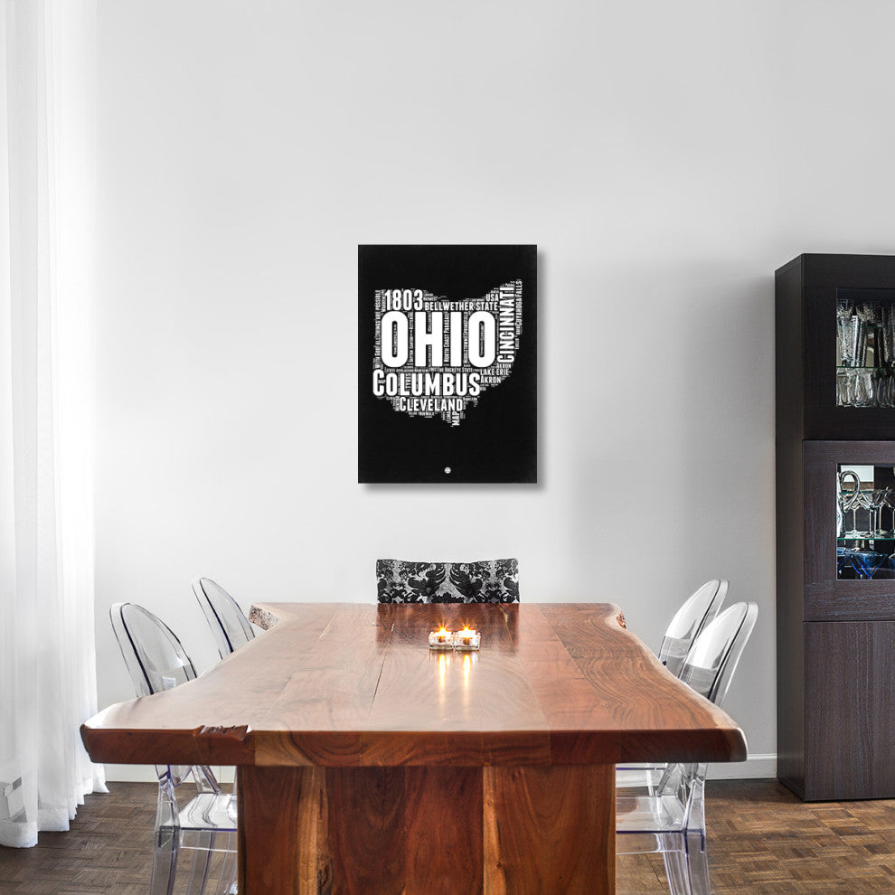 "Ohio Black and White Map" Fine Art Print