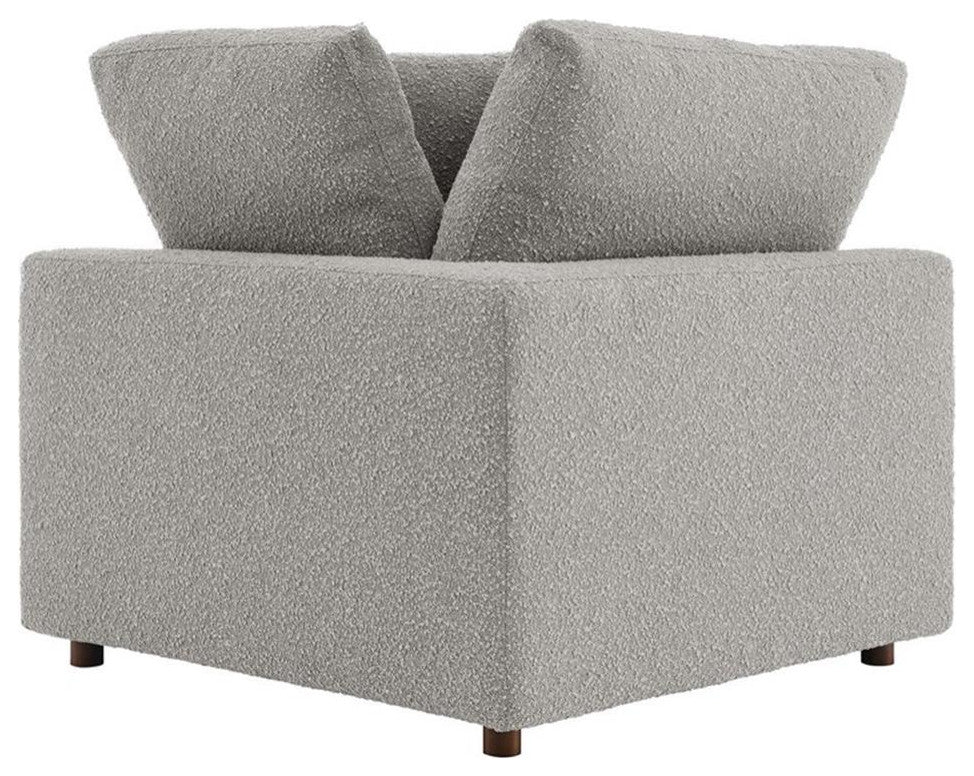 Modway Commix Upholstered Boucle Fabric Corner Chair in Light Gray