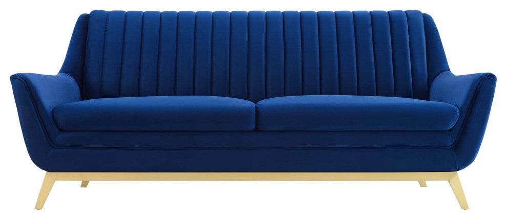 Winsome Channel Tufted Performance Velvet Sofa, Navy