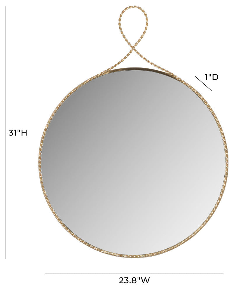 Ravina Braided Brass Wall Mirror, Round