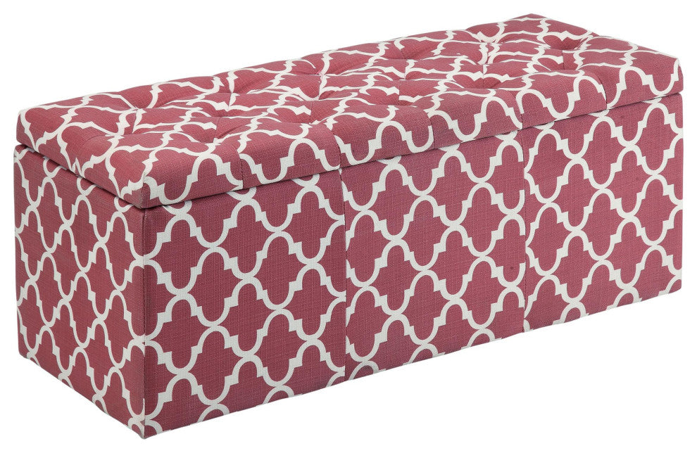 Furniture of America Haas Contemporary Fabric Storage Ottoman in Red