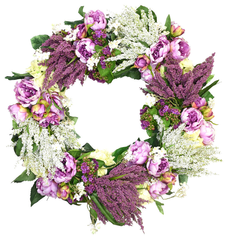 Kalanchoe, Heather, Peony, and Wild Flower Wreath
