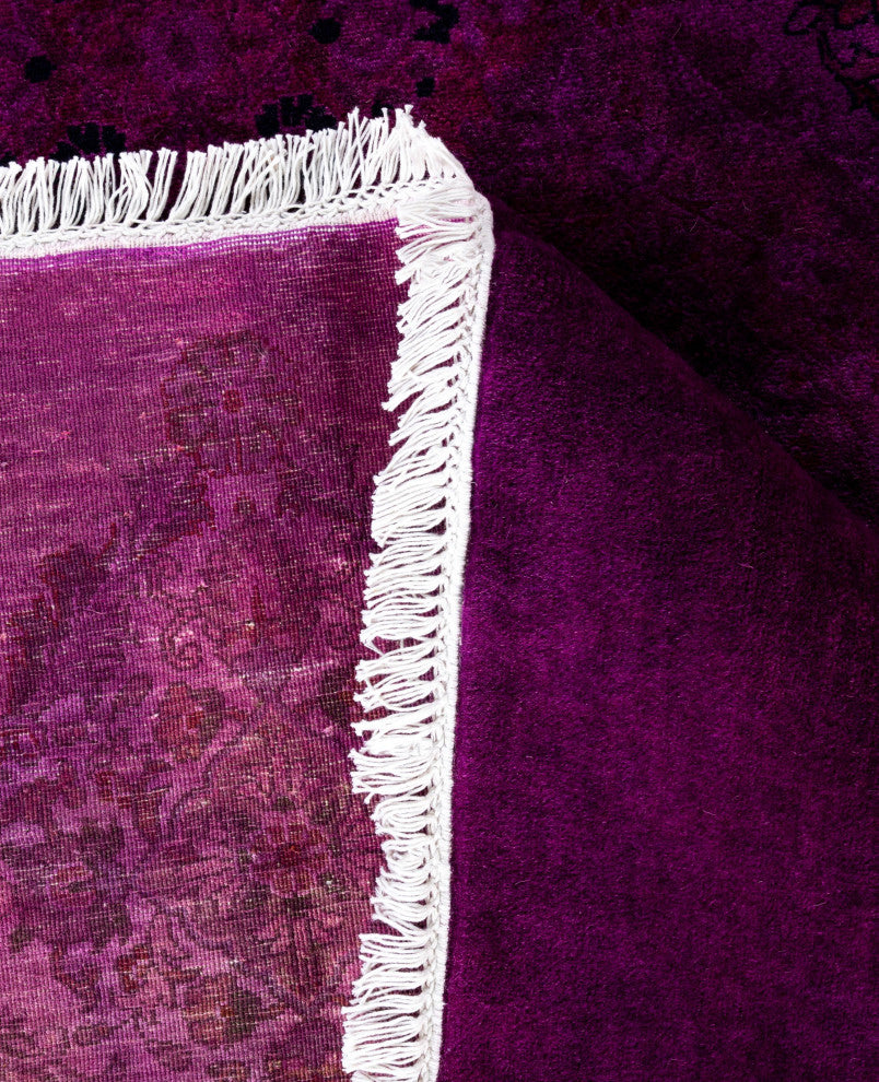 Overdyed One-of-a-Kind Hand-Knotted Area Rug Purple, 8' 1" x 8' 1"