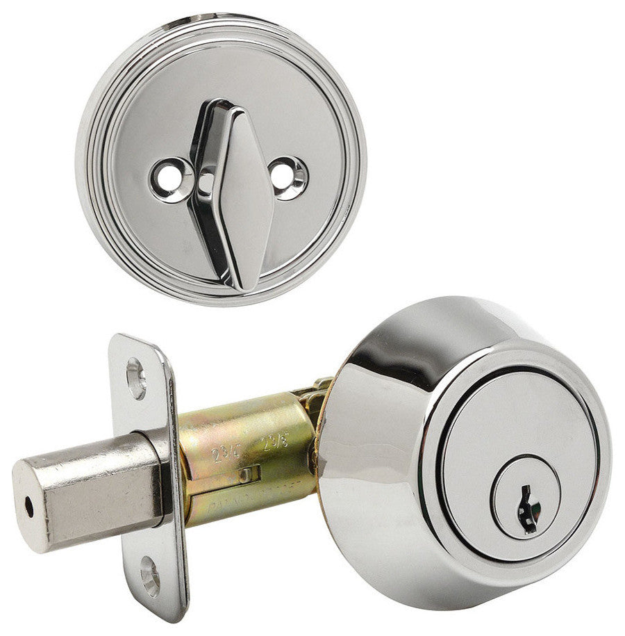 Bedford Series Polished Chrome Door Knobs, Deadbolt
