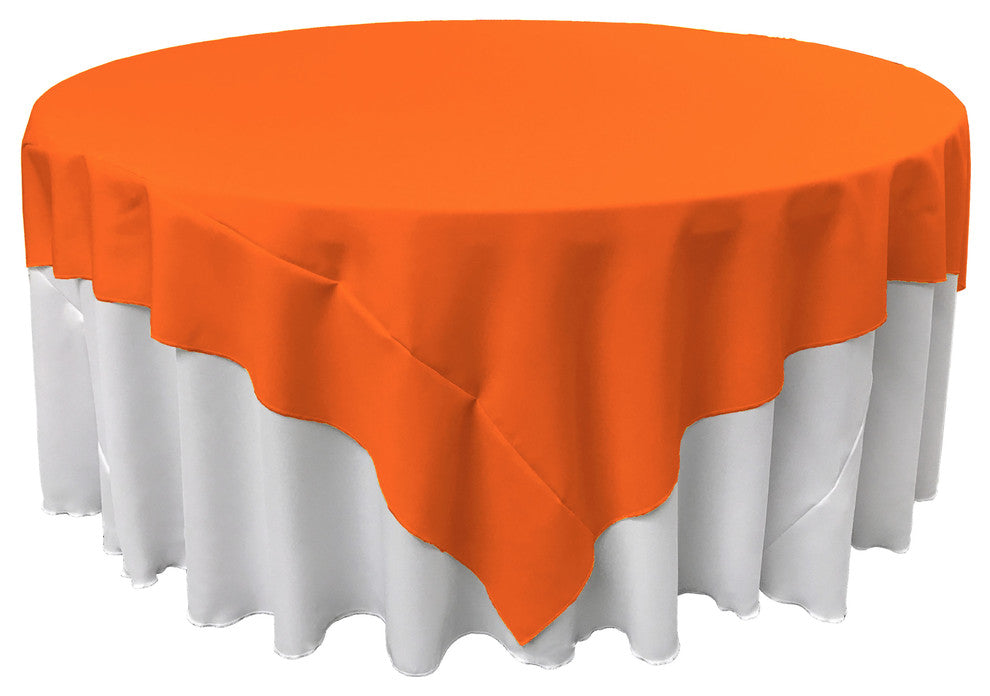 LA Linen Square Polyester Poplin Tablecloth, Orange, 90"x90"