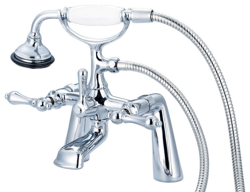 Vintage Classic Deck Mount Tub Faucet With Handshower, Hand Polished, Richly Tri