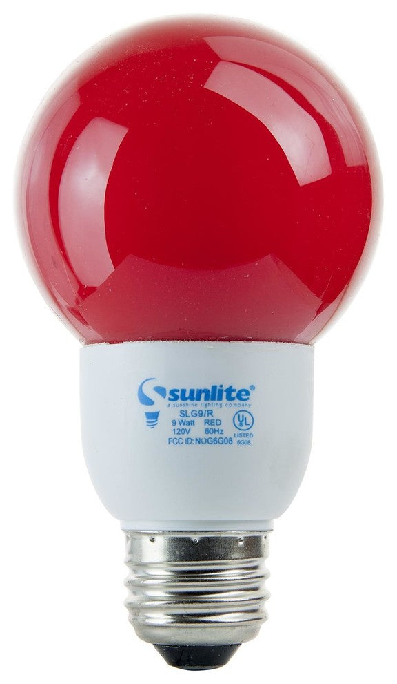 Sunlite 9 Watt Colored Globe, Medium Base, Red