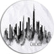Chicago Black Silhouette, Cityscape Painting Disc Metal Wall Art, 23"