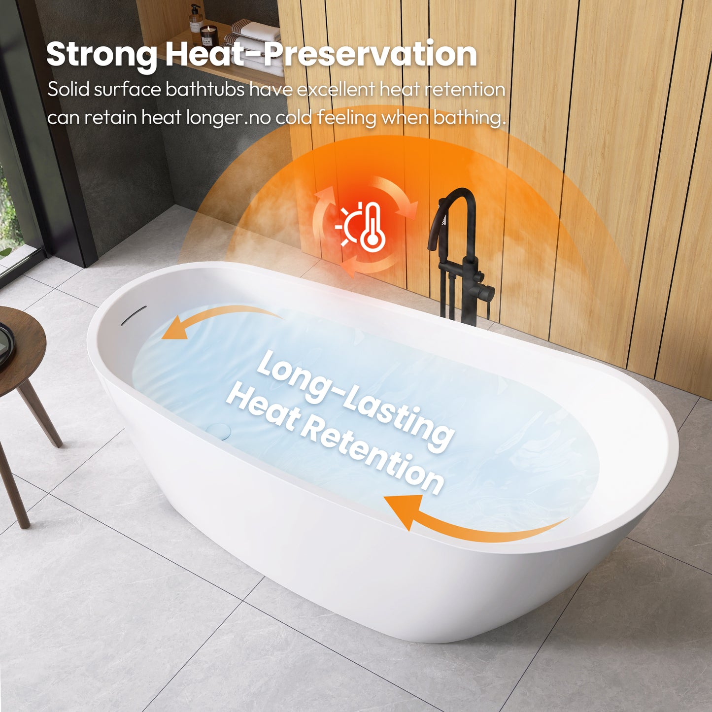 Lahore Freestanding Acrylic Soaking Bathtub, White, 59.1"l X 29.1"w