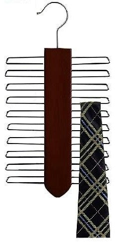 Wooden Vertical Tie Hanger, Walnut and Chrome
