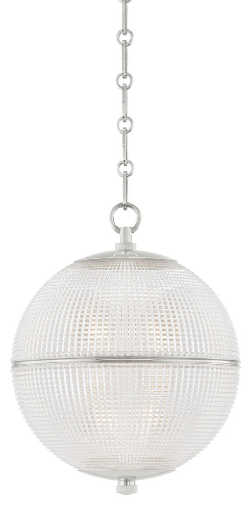 Sphere No. 3 1-Light Pendant by Mark D. Sikes, Small, Polished Nickel, Clear