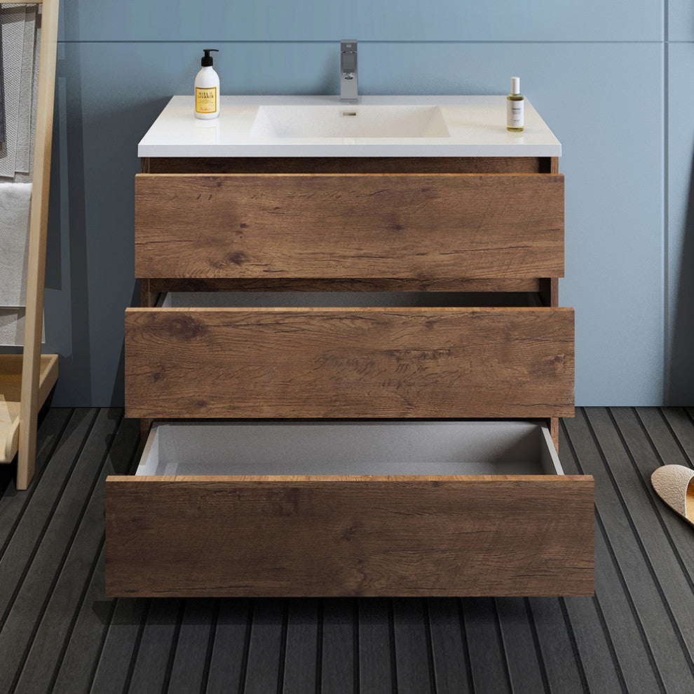 Fresca Lazzaro 42" Rosewood Cabinet With Integrated Sink