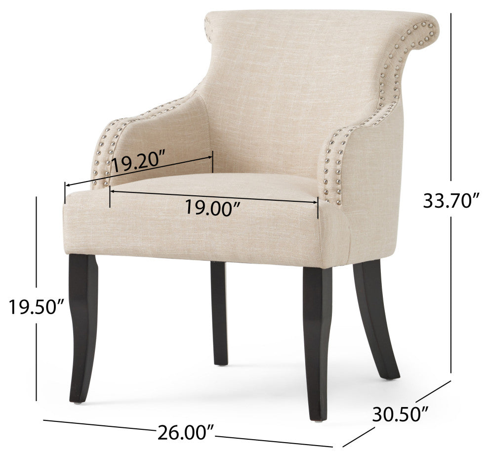 GDF Studio Baldwin Light Beige Fabric Arm Chair