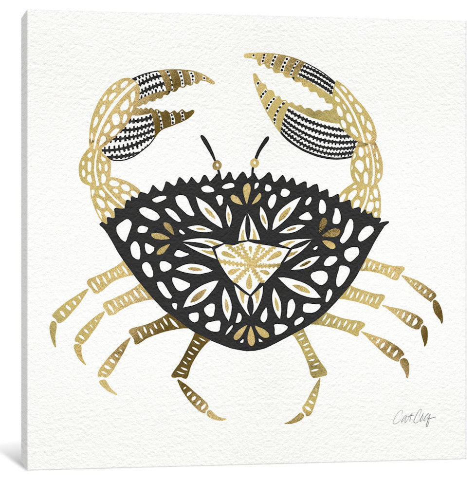 "Black Gold Crab" Print by Cat Coquillette, 26"x26"x1.5"
