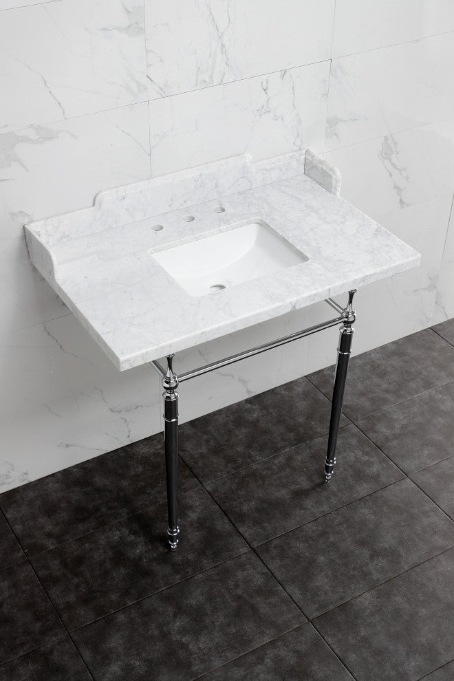 LMS3622M8SQ1 36" Carrara Marble Console Sink with Legs