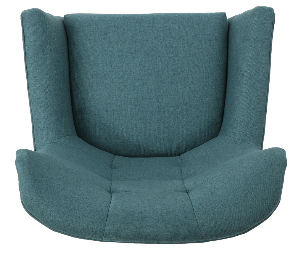 GDF Studio Temescal Mid Century Modern Dark Teal Fabric Club Chair, Dark Teal