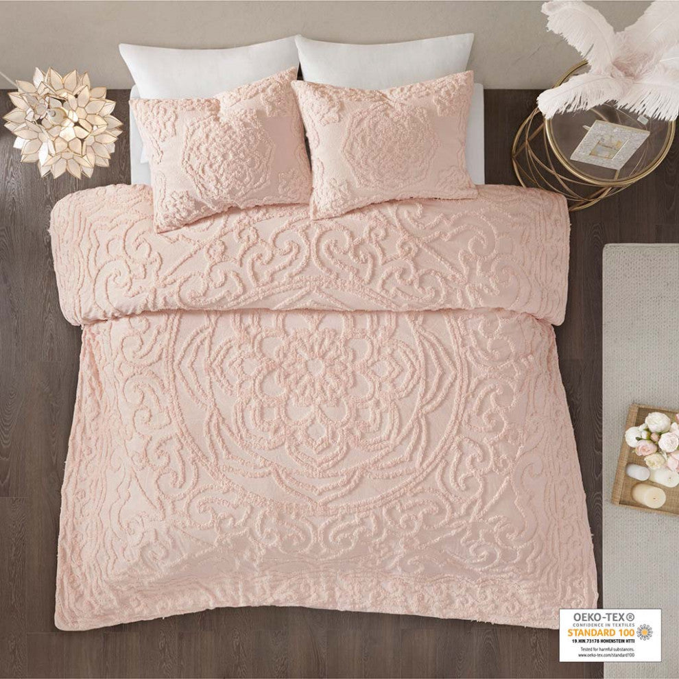 Madison Park Laetitia 3-Piece Tufted Cotton Chenille Medallion Duvet Cover Set