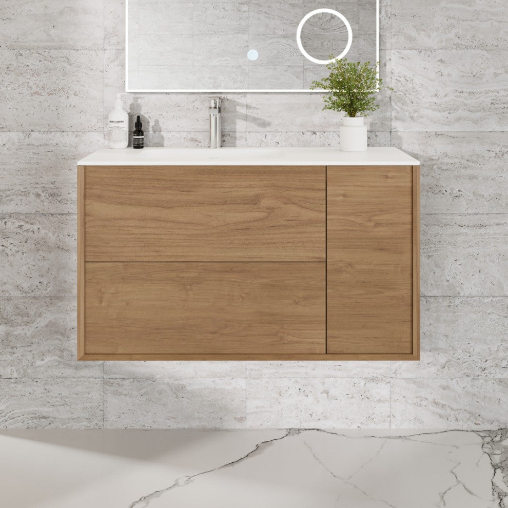 Eviva Prancer 36" Oak Wall Mount Bathroom Vanity