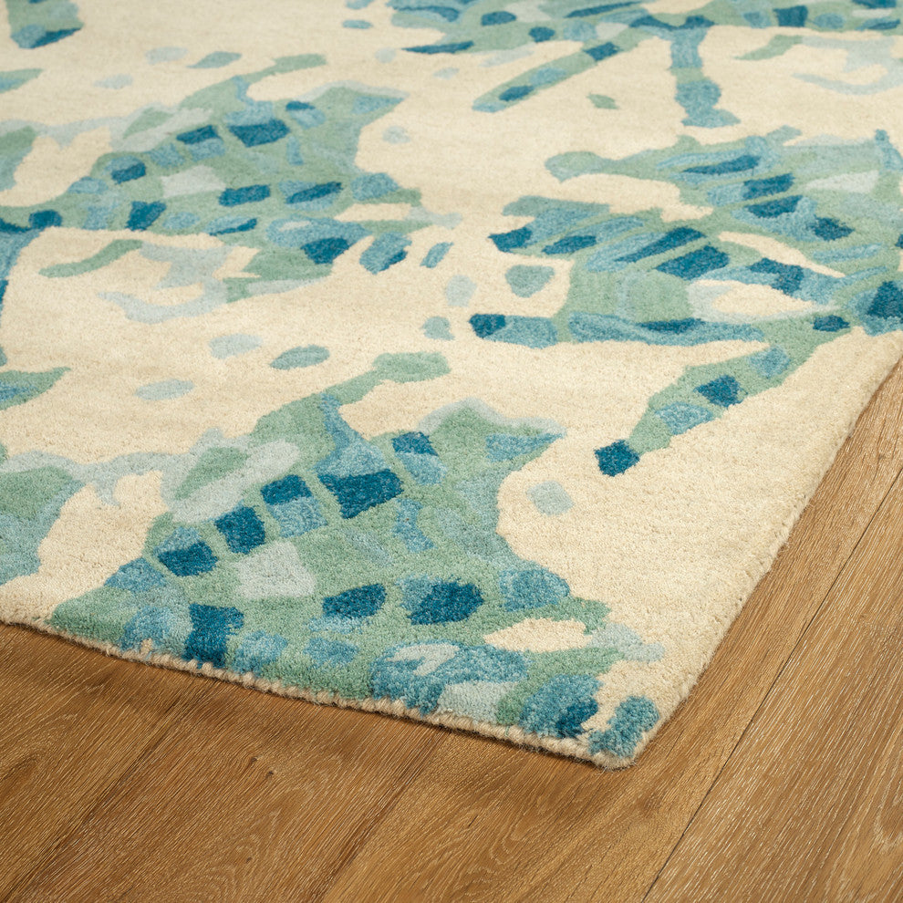 Kaleen Hand-Tufted Pastiche Wool Rug, Turquoise, 8'x10'