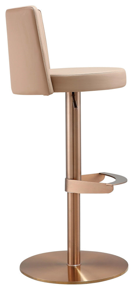 Loosha Cafe Au Lait and Rose Gold Adjustable Stool