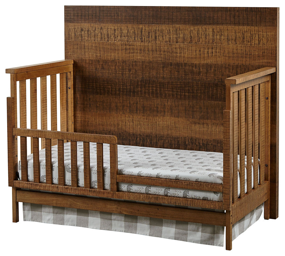 Urban Rustic 57"W Wood Convertible Crib, Brushed Wheat