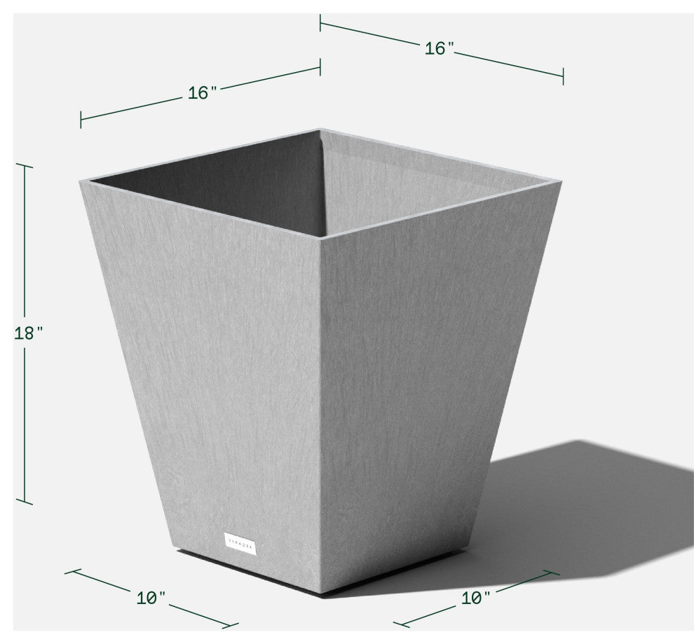 Nobleton Square Planter, Grey, 18 Inch, 1 Pack