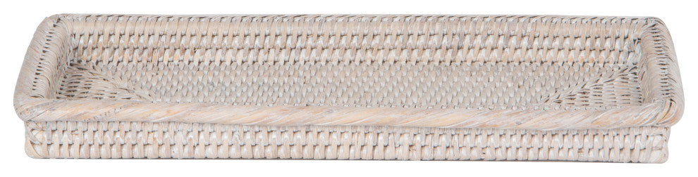 La Jolla Rattan Vanity and Bathroom Tray, White-Wash