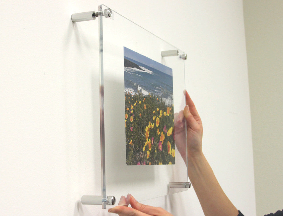 21"x27 Double Panel Acrylic Wall Frame For 18"x24" Art, Silver Hardware