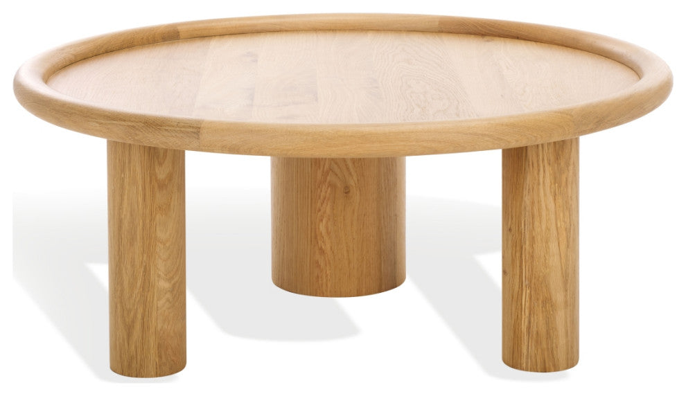 Safavieh Couture Madelynn Round Wood Coffee Table, Natural